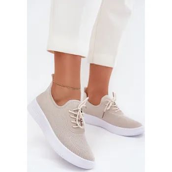 Dámské tenisky Materiálové nazouvací sportovní boty na platformě dámské Kalyra Barva: Béžová, Velikost: 39