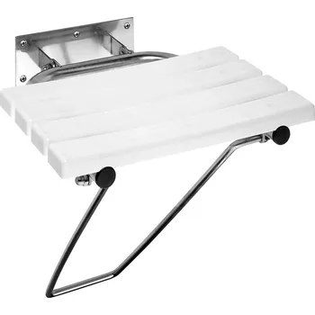 Koupelnové sedátko Sapho HANDICAP sklopné sedátko do sprchového koutu s opěrnou nohou, bílá