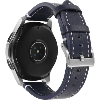 Ostatní příslušenství k chytrým hodinkám eses Kožený řemínek - Tmavě modrý s bílým prošíváním, 22 mm