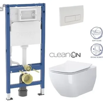 WC sada GEBERIT DuofixBasic s bílým tlačítkem DELTA51 + WC CERSANIT VIRGO CLEANON + SEDÁTKO 458.103.00.2 51BI ME1