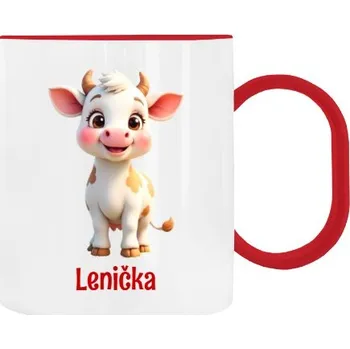 Dětský hrnek plastový s potiskem Kravička se jménem