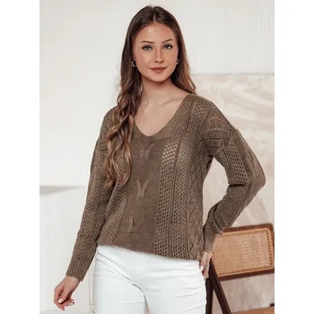 Dámský svetr Dámský svetr LACEONIA béžový DStreet bílá | hnědá | kaki 3226687