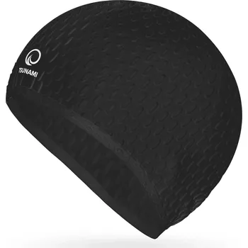 TSUNAMI Plavecká čepice pro ženy TSUNAMI VŠECHNY VELIKOSTI ČERNÁ