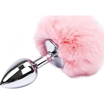 Anální kolík BASIC X Quentin kovový anální kolík s ocáskem růžový