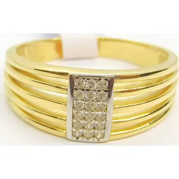 Prsten Klenoty Budín Mohutný dámský prsten ze žlutého zlata a zirkony 585/3,80gr vel. 59 HK1242 (Klenoty Budín Mohutný dámský prsten ze žlutého zlata a zirkony 585/3,80gr vel. 59 HK1242)