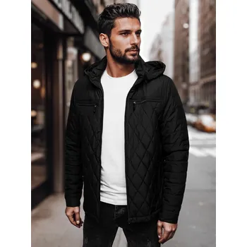 Pánská bunda Pánská černá prošívaná bunda s kapucí DStreet černá 3261748