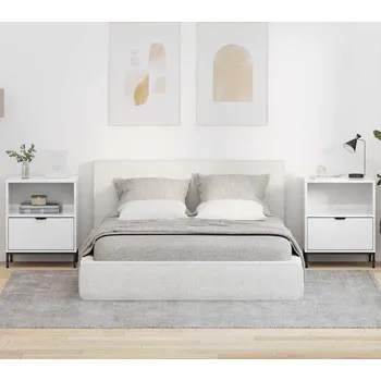 Noční stolek vidaXL Noční stolky 2 pcs Bílá s vysokým leskem 49 x 36 x 61 cm [883483]