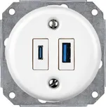 Elhard Kulatá keramická USB A+C zásuvka, bílá