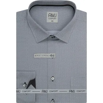 Pánská košile AMJ Slim Fit šedá se vzorem VDSBR1458 velikost: 44, délka rukávu: dlouhý rukáv
