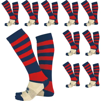 ERREA´ ERREA ZONE - 10 párů stulpen s ponožkou BARVA: tmavě modrá - červená, Velikost: SENIOR Týmové pruhované sportovní stulpny