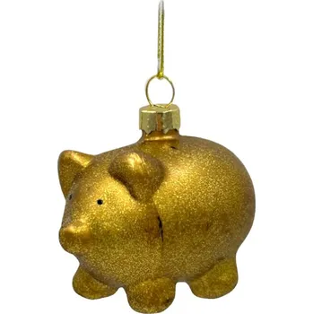 Vánoční ozdoba Ozdoby sklo 65 mm zlaté prasátko