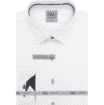 Pánská košile Pánská košile AMJ Slim Fit bílá s tmavým vzorem VDSBR1413 velikost: 44, délka rukávu: dlouhý rukáv