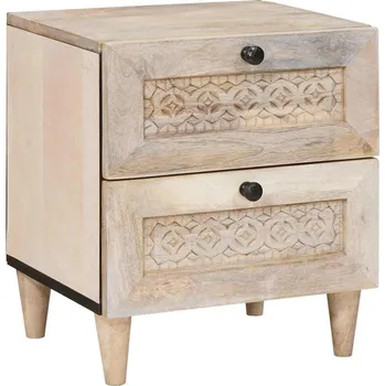 Noční stolek vidaXL Noční skříňka Béžová 40 x 33 x 46 cm Masivní akáciové dřevo [4018114]