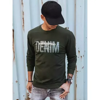 Pánské oblečení Pánská mikina s potiskem khaki Dstreet DStreet černá | kaki 2012849