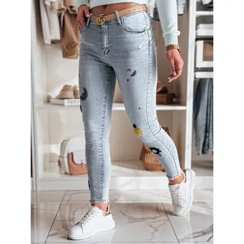 Dámské džíny Dámské skinny džíny s výšivkou MOONAIR DStreet šedá | světle modrá | kaki 3262522