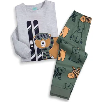 Chlapecké pyžamo KYLY MEDVĚD NA LYŽÍCH šedé 152