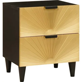 Noční stolek vidaXL Noční skříňka se zásuvkou Černá a zlatá 40 x 33,5 x 46 cm [4017826]