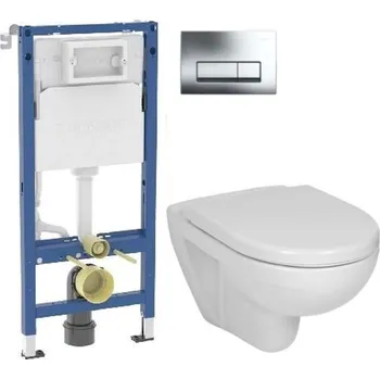 WC sada GEBERIT DuofixBasic s chromovým tlačítkem DELTA51 + WC JIKA LYRA PLUS + SEDÁTKO DURAPLAST 458.103.00.2 51CR LY6