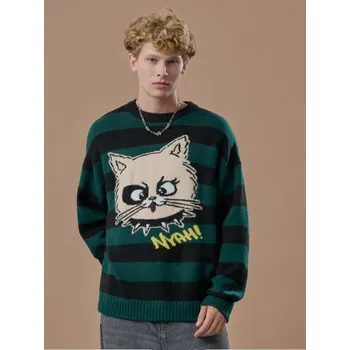 Pánský svetr Pruhovaný svetr - XL - House - zelená - 050GP-96X