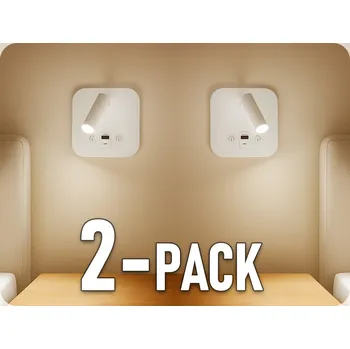 Lampička LED lampa k posteli 8W, 830lm, CREE CHIP, bílá/2-PACK!