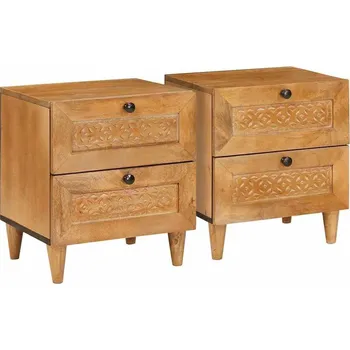 Noční stolek vidaXL Noční skříňka se zásuvkou 2 pcs Světle hnědá 40 x 33 x 46 cm [4018079]