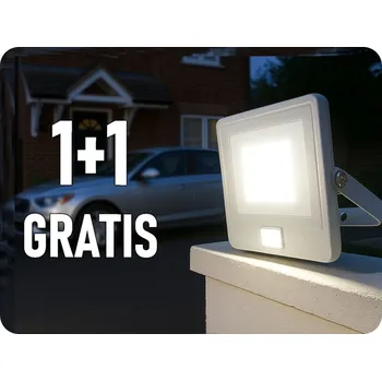 LED reflektor s PIR senzorem 30W, 2340lm, bílý, 1+1 zdarma! Neutrální bílá