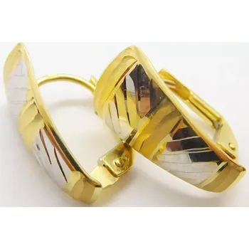 Náušnice Klenoty Budín Dámské náušnice z bílého a žlutého zlata s gravírováním 585/1,86gr HK2351 (Klenoty Budín Dámské náušnice z bílého a žlutého zlata s gravírováním 585/1,86gr HK2351)