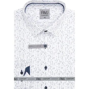 Oblečení a móda Pánská košile AMJ Slim Fit bílá s tmavým vzorem VDSBR1460 velikost: 42, délka rukávu: prodloužený rukáv