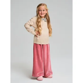 Dívčí kalhoty Sinsay - Kalhoty širokého střihu s fleecovou podšívkou - burgundy - ZE874-53X - ZE874-53X-98