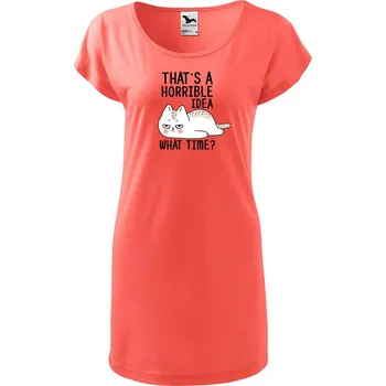 Dámské tričko DOBRÝ TRIKO Dámské tričko/šaty What time Velikost: XL, Barva: Korálová