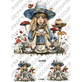 Umělecký papír Rýžový a soft papír na decoupage - Alenka v říši divů - KB04190 Materiál: Soft, Rozměr: A4