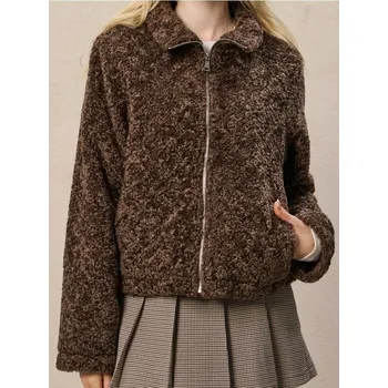 Dámská móda Sinsay - Bunda teddy - tmavě hnědá - 560FH-89X - 560FH-89X-XS