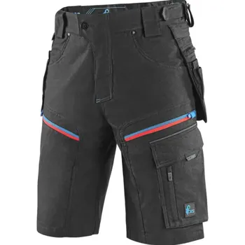 pracovní kraťasy CANIS Pánské kraťasy CXS LEONIS, černé s HV modro/červenými doplňky, Barva Čierna s HV modro/červenými doplnkami, Velikost 62