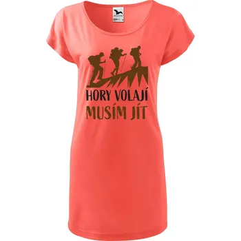 Dámské tričko DOBRÝ TRIKO Dámské tričko/šaty Hory volají Velikost: L, Barva: Korálová