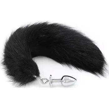 Anální kolík BASIC X kovový anální kolík s odepínatelným ocasem černý