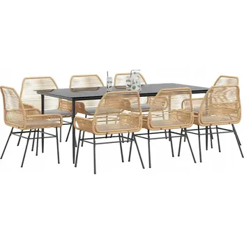 VidaXL 9dílná zahradní sada s polštáři hnědá polyratanová sklo