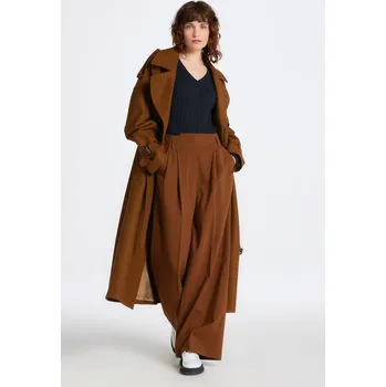 Dámské kalhoty KALHOTY GANT HW WIDE LEG PLEATED PANTS CHOCOLATE BROWN