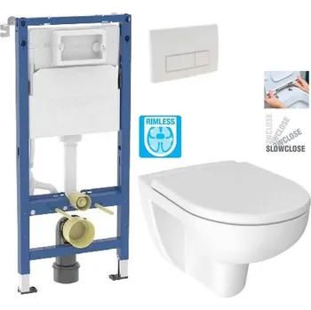 WC sada GEBERIT DuofixBasic s bílým tlačítkem DELTA51 + WC JIKA LYRA PLUS RIMLESS + SEDÁTKO DURAPLAST SLOWCLOSE 458.103.00.2 51BI LY2