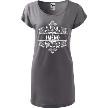 Dámské tričko DOBRÝ TRIKO Dámské tričko/šaty Květina jméno Velikost: L, Barva: Ocelová šedá
