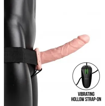 Připínací penis Realrock Vibrating Hollow Strap-on dutý připínací penis 21 cm - tělový