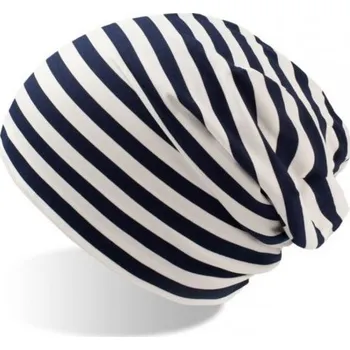 Čepice COTTON Dlouhá pruhovaná čepice ATLANTIS hashtag, bílo-modrá, Barva bielo-modrá, Velikost UNI