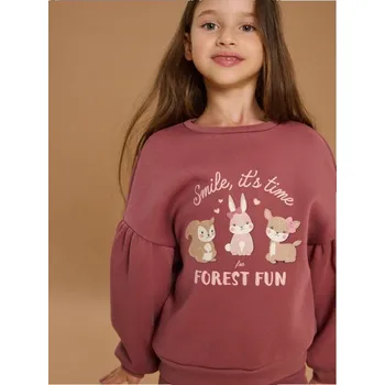 Dívčí mikina Sinsay - Mikina s potiskem - burgundy - 370AN-53X - 370AN-53X-116