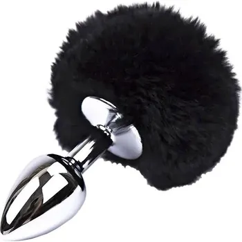 Anální kolík BASIC X Quentin kovový anální kolík s ocáskem černý