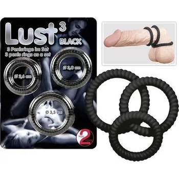 Lust three kroužky na penis - černé
