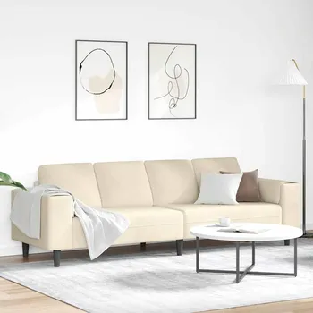 Pohovka vidaXL Tkaninové sofa s polštářem Krémová 208 cm Sametová tkanina [3335102]
