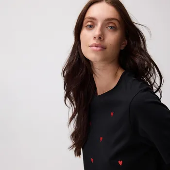 Dámské tričko Reserved - Tričko regular s jemnou výšivkou - černý - ZS224-99X - ZS224-99X-M-2