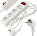 BERGE Prodlužovací kabel 1,5 m s uzemněním, 4 zásuvky - bílý 3*1,0 mm2 3000 W
