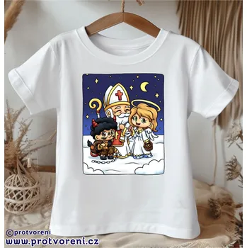 Dětská móda Trička s potiskem Tričko s potiskem, dětské, MIKULÁŠ, ANDĚL, ČERT, 1 ks zvolte VELIKOST textilu ZDE:: 3/4 let Beagle