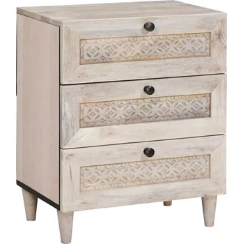 Noční stolek vidaXL Noční skříňka Béžová 50 x 33 x 62 cm Masivní akáciové dřevo [4018125]