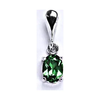 Přívěsek Zlatý přívěsek , bílé i žluté zlato ,zirkon emerald - P 1246/22 (zirkon 7x5 mm)